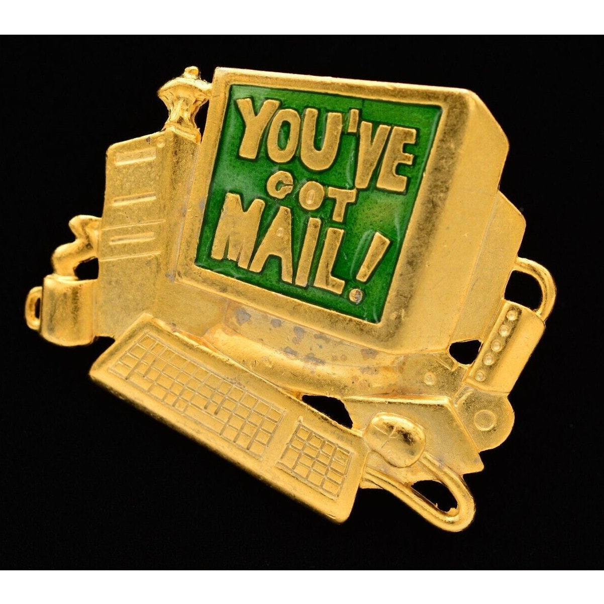 Danecraft Vintage Computer Pin Brooch Brushed Gold Youve Got Mail Aol Nos Bina4 17$